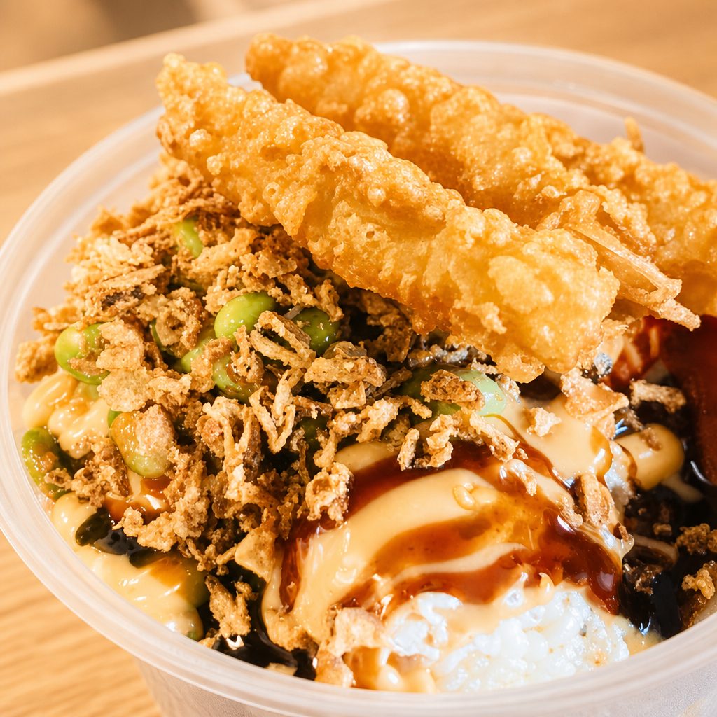 TEMPURA SHRIMP BOWL.