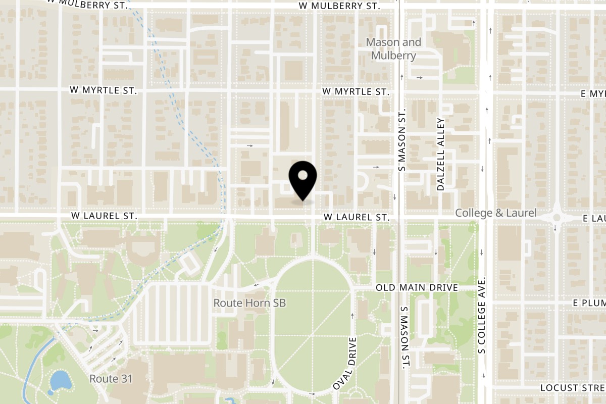 Map showing the location of Ye's Poke Station on 306 W Laurel St #113 in Fort Collins